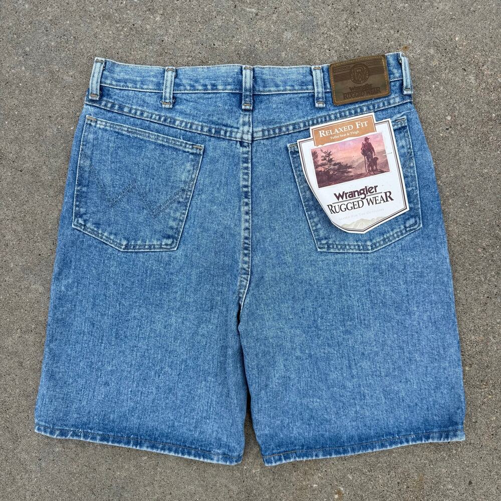 Vintage 90s Wrangler Blue Jean Denim Shorts Jorts NWT Size 34 Made in USA